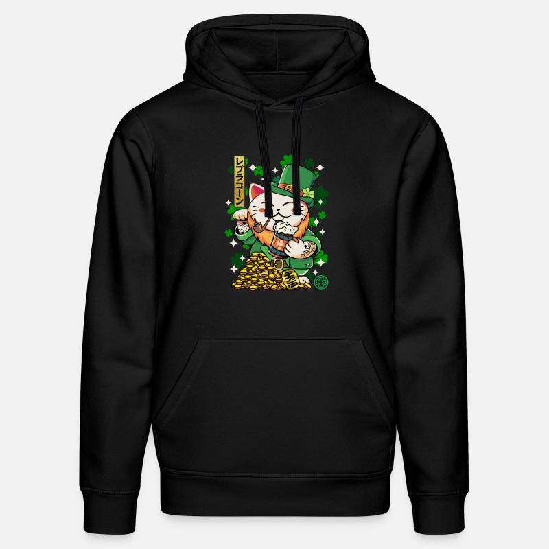 Saint Patrick - Luprechaun Maneki Neko - Sweat à capuche bio DRUMMER Stanley/Stella Unisexe - noir