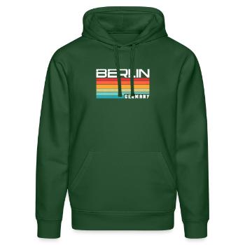 Berlin Berlinerin Berliner Stadt Berlin - Stanley/Stella Unisex Bio-Hoodie DRUMMER  - Flaschengrün - Vorne - Liana (172cm) & Jaron (178cm)