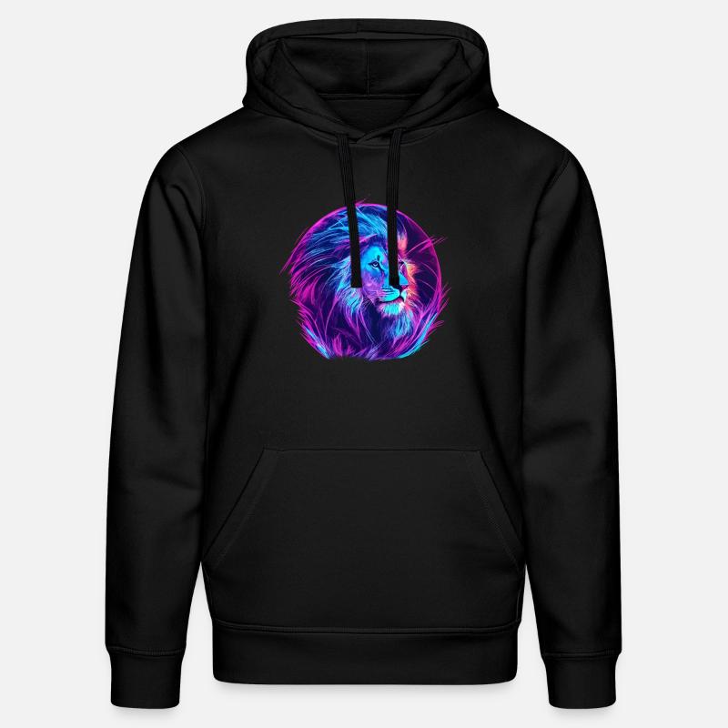 Lion Vaporwave EDM - Sweat à capuche bio DRUMMER Stanley/Stella Unisexe - noir
