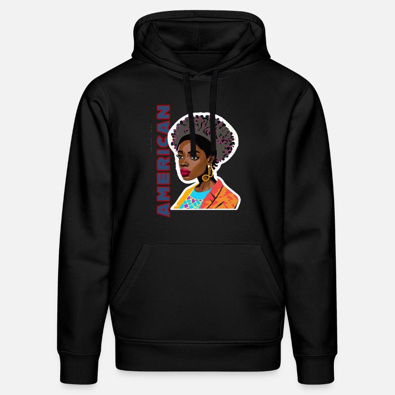 Dame noire avec lettrage américain - Sweat à capuche bio DRUMMER Stanley/Stella Unisexe - noir