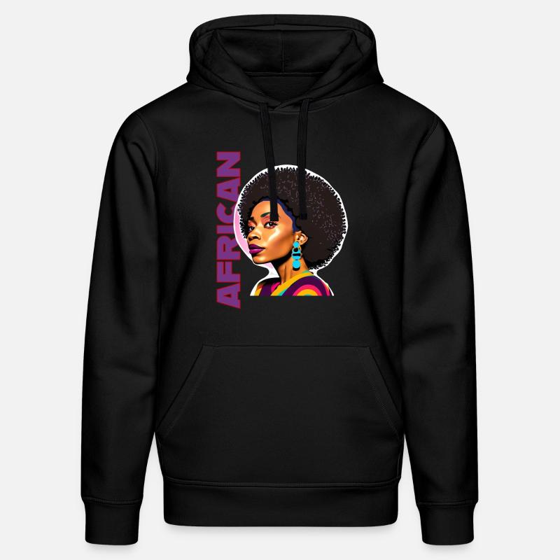 Femme noire avec lettrage américain - Sweat à capuche bio DRUMMER Stanley/Stella Unisexe - noir