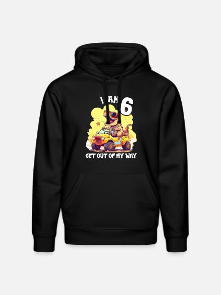 T-Rex Drives Monster Truck I'm 6th Birthday - Stanley/Stella DRUMMER Unisex Organic Hoodie - black