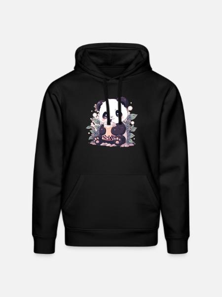 Kawaii Panda Drankjes Boba Bubble Tea Chibi - Stanley/Stella Uniseks bio-hoodie DRUMMER - zwart