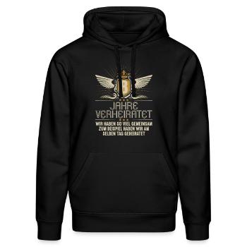 Wir haben viel gemeinsam 8.Hochzeitstag - Stanley/Stella Unisex Bio-Hoodie DRUMMER  - Schwarz - Vorne - Marisol (170cm) & Nik (191cm)