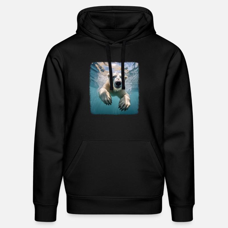 Eisbären realistic Eisbär - Stanley/Stella Unisex Bio-Hoodie DRUMMER  - Schwarz