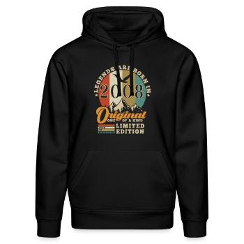 Original 2008 authentisches 2008 Geburtstagsgeschenk - Stanley/Stella Unisex Bio-Hoodie DRUMMER  - Schwarz - Vorne - Marisol (170cm) & Nik (191cm)