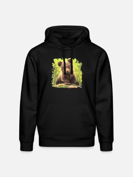 Bear Bären Bär - Stanley/Stella Unisex Bio-Hoodie DRUMMER  - Schwarz