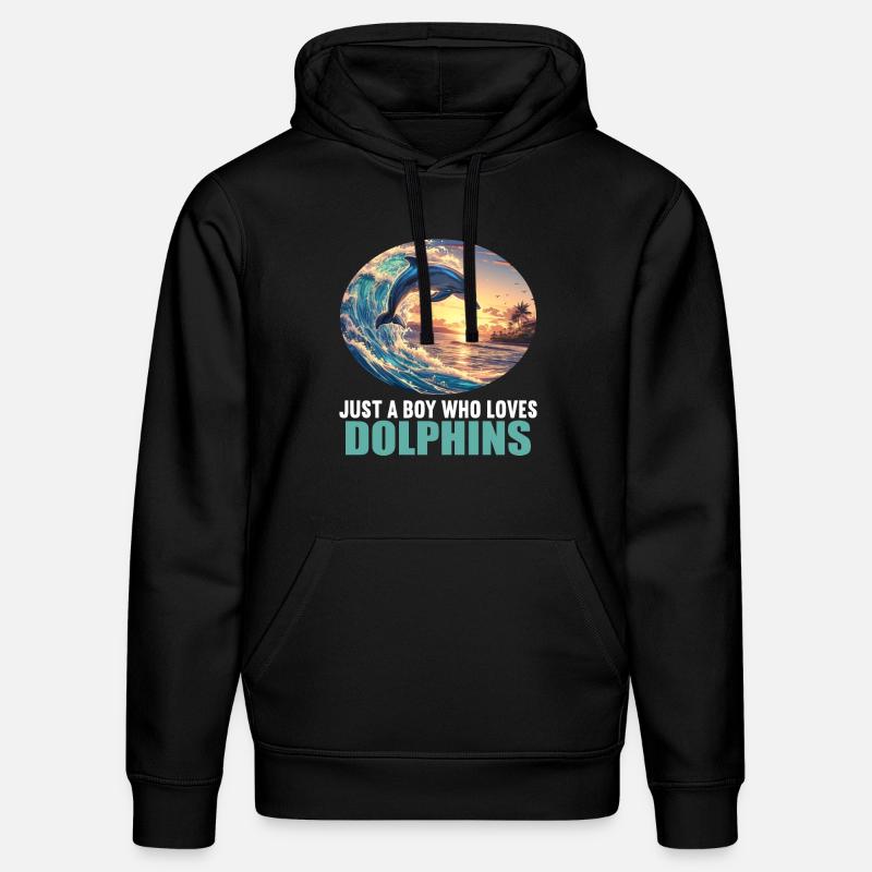 Delfin Delfiny Delfin - Ekologiczna bluza z kapturem typu unisex Stanley/Stella DRUMMER  - czarny