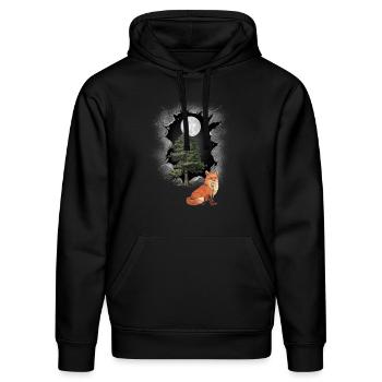 Fuchs Füchse Füchsin mystisch Natur Kind - Stanley/Stella Unisex Bio-Hoodie DRUMMER  - Schwarz - Vorne - Marisol (170cm) & Nik (191cm)