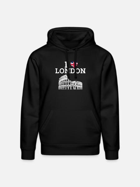 I Love London Colosseum England Heart Flag London - Stanley/Stella DRUMMER Unisex Organic Hoodie - black