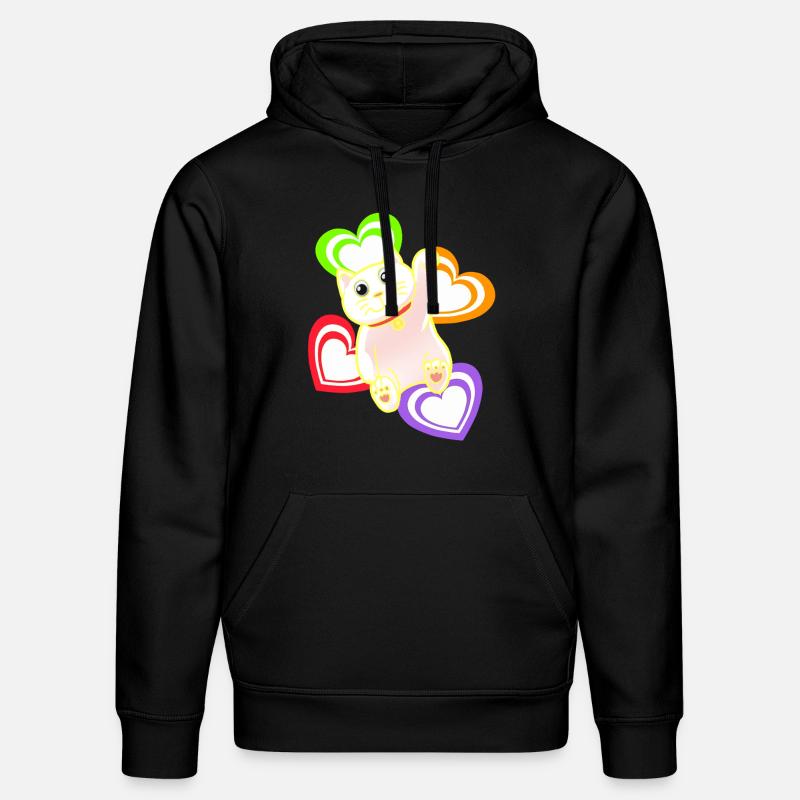 Chat Chats Coeur Coeurs - Sweat à capuche bio DRUMMER Stanley/Stella Unisexe - noir