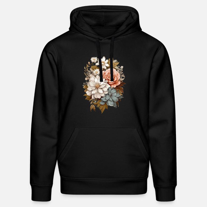 Fleurs délicates en pastel - Sweat à capuche bio DRUMMER Stanley/Stella Unisexe - noir