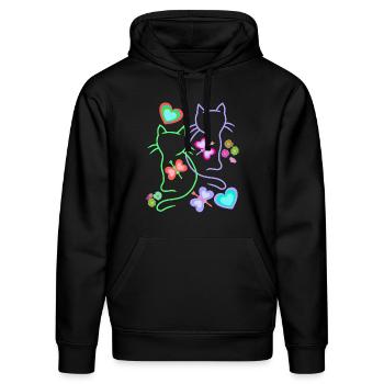 Printemps Eté Rétro Chats Chat Enfants Années 80 - Sweat à capuche bio DRUMMER Stanley/Stella Unisexe - noir - Devant - Marisol (170cm) & Nik (191cm)