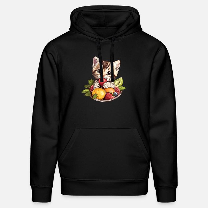 Katze mit Obstschale - Stanley/Stella Unisex Bio-Hoodie DRUMMER  - Schwarz