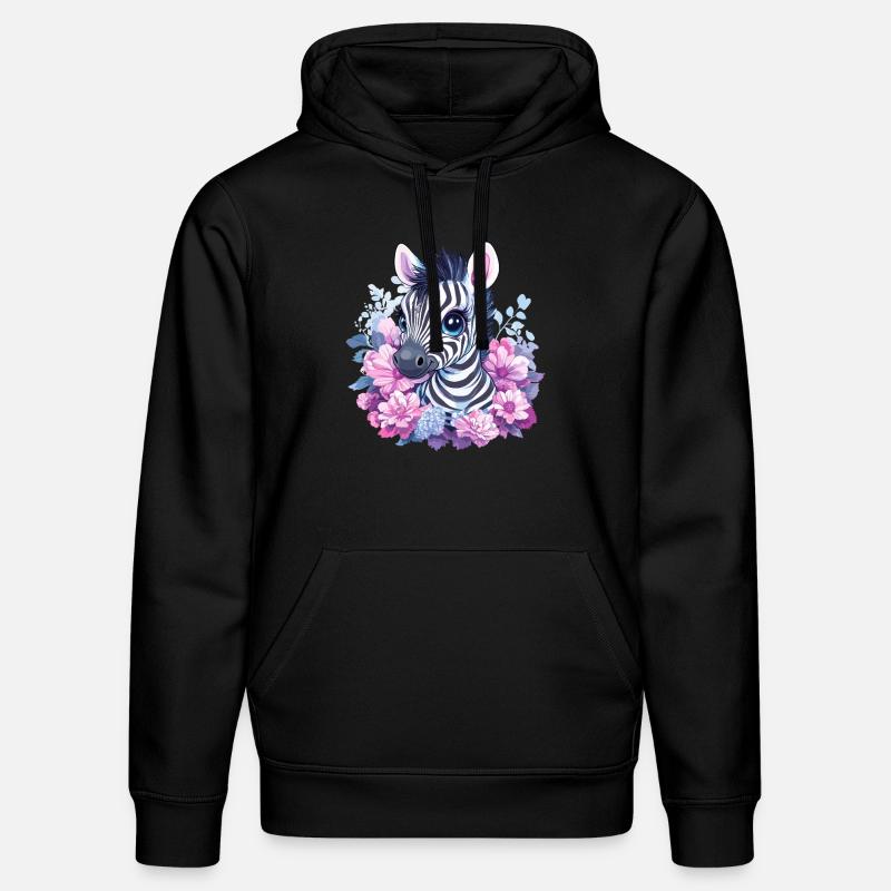 Süßes Zebra mit Blumen - Stanley/Stella Unisex Bio-Hoodie DRUMMER  - Schwarz