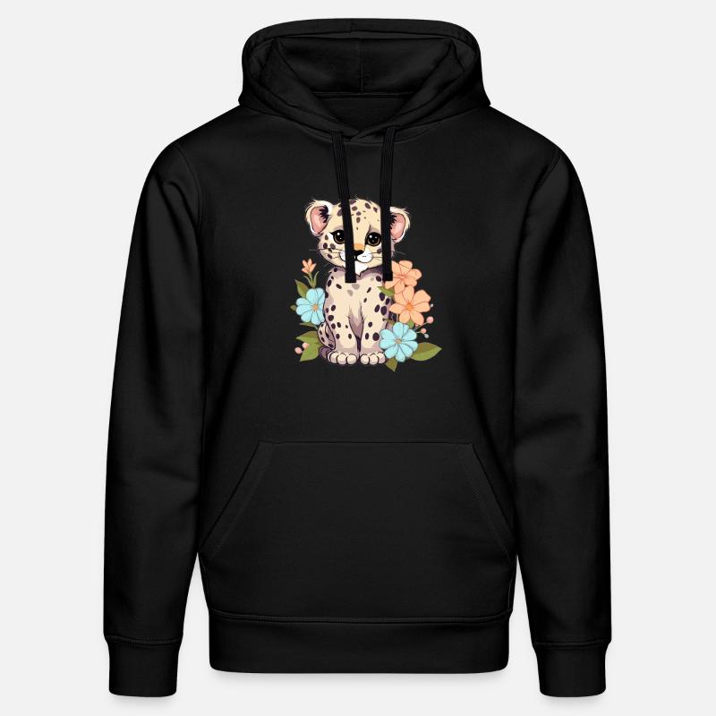 Leopard mit Blumen - Stanley/Stella Unisex Bio-Hoodie DRUMMER  - Schwarz