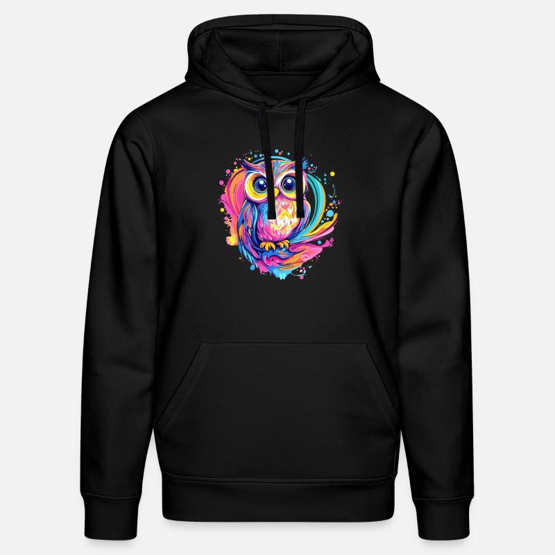 Bunte niedliche Eule - Stanley/Stella Unisex Bio-Hoodie DRUMMER  - Schwarz