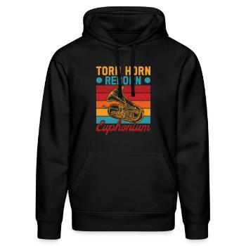 Euphonium Torn Horn Reborn Baritone Marching Band - Stanley/Stella Unisex Bio-Hoodie DRUMMER  - Schwarz - Vorne - Marisol (170cm) & Nik (191cm)