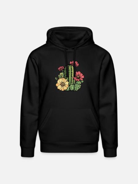 Cactus with flowers - Stanley/Stella DRUMMER Unisex Organic Hoodie - black