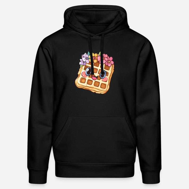 Waffle with flowers - Stanley/Stella DRUMMER Unisex Organic Hoodie - black