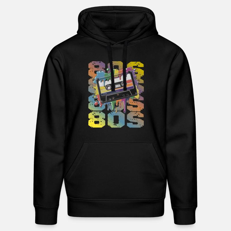 80s Retro Kassette Regenbogen Nostalgie - Stanley/Stella Unisex Bio-Hoodie DRUMMER  - Schwarz