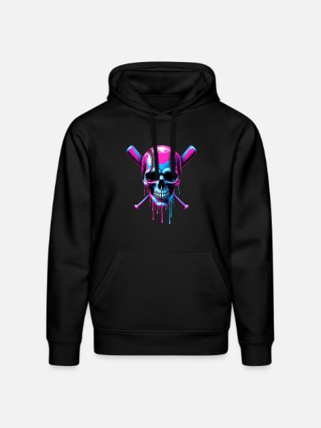 Baseball Skull Baseball Bat - Stanley/Stella DRUMMER Unisex Organic Hoodie - black