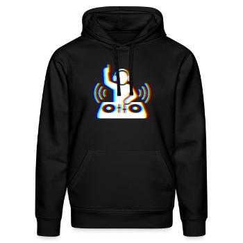Glitch DJ – Beat Creator - Stanley/Stella Unisex Bio-Hoodie DRUMMER  - Schwarz - Vorne - Marisol (170cm) & Nik (191cm)