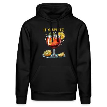 GETRÄNK IT`S SPRITZ - Stanley/Stella Unisex Bio-Hoodie DRUMMER  - Schwarz - Vorne - Marisol (170cm) & Nik (191cm)