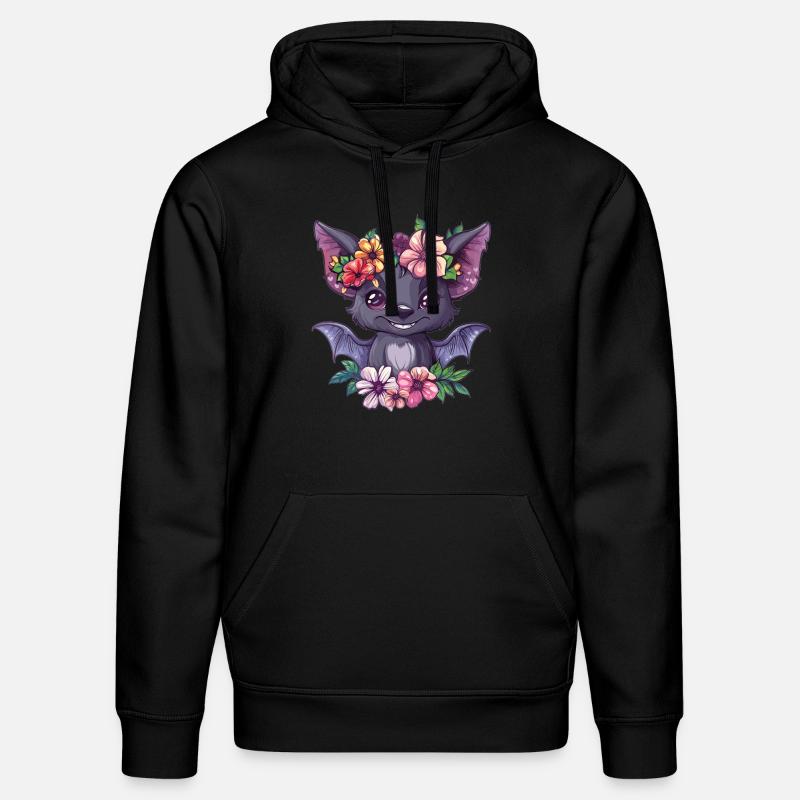 Chauve-souris fleur avec sourire - Sweat à capuche bio DRUMMER Stanley/Stella Unisexe - noir
