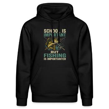 Schule Ist Wichtig Aber Angeln Ist Wichtiger - Stanley/Stella Unisex Bio-Hoodie DRUMMER  - Schwarz - Vorne - Marisol (170cm) & Nik (191cm)