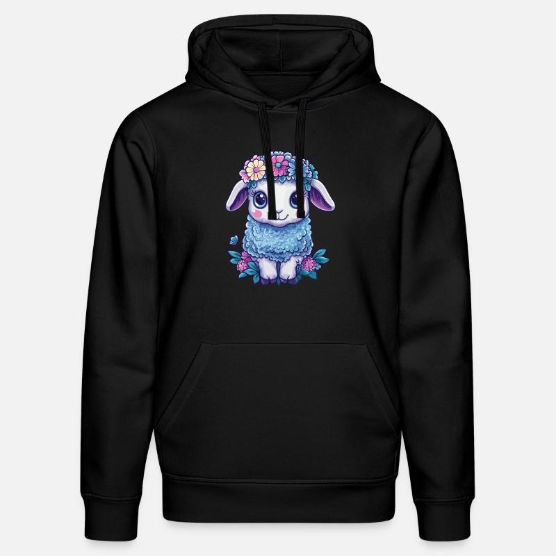 Schaf mit Blumen - Stanley/Stella Unisex Bio-Hoodie DRUMMER  - Schwarz