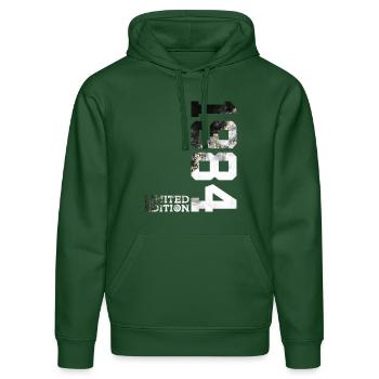 42ND BIRTHDAY LIMITED EDITION 1984 - Stanley/Stella DRUMMER Unisex Organic Hoodie - bottle green - Front - Liana (172cm) & Jaron (178cm)