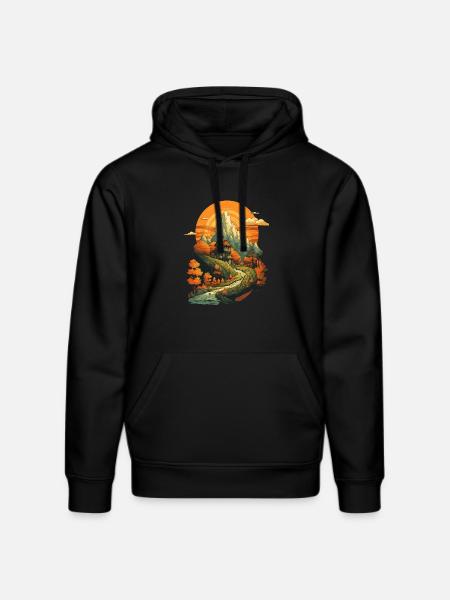 Herbstliche Landschaft - Stanley/Stella Unisex Bio-Hoodie DRUMMER - Schwarz