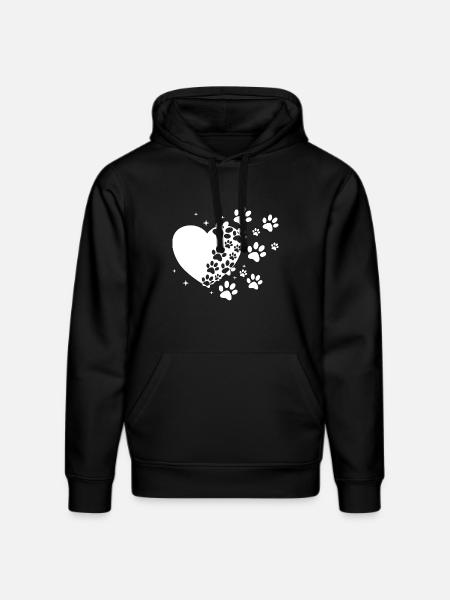 Pawprint Heart Stardust - Stanley/Stella DRUMMER Unisex Organic Hoodie - black
