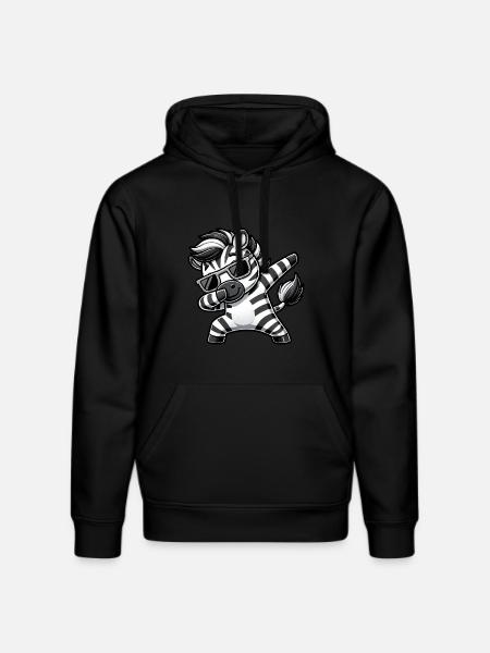 Cool Zebra Dab Cartoon with Sunglasses - Stanley/Stella DRUMMER Unisex Organic Hoodie - black