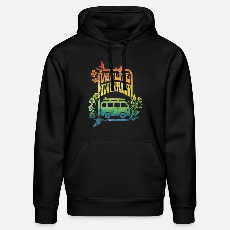 Vanlife - Regenbogenfarbene Blumen - Stanley/Stella Unisex Bio-Hoodie DRUMMER  - Schwarz
