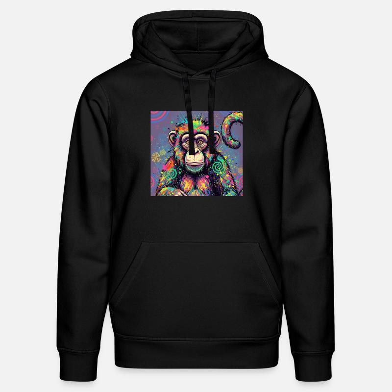 Design de singe psychédélique - Sweat à capuche bio DRUMMER Stanley/Stella Unisexe - noir