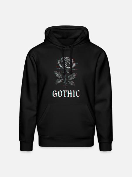 Gothic Rose with Glitch Effect - Stanley/Stella DRUMMER Unisex Organic Hoodie - black