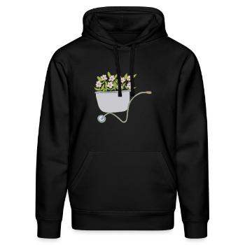 Wheelbarrows Flowers - Stanley/Stella DRUMMER Unisex Organic Hoodie - black - Front - Marisol (170cm) & Nik (191cm)