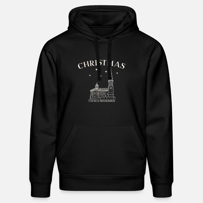 Weihnachtskirche Bethlehem Zeichnung - Stanley/Stella Unisex Bio-Hoodie DRUMMER  - Schwarz