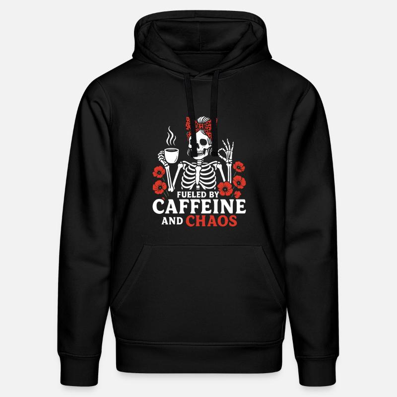 Mère Caféine Maman Squelette Café - Sweat à capuche bio DRUMMER Stanley/Stella Unisexe - noir