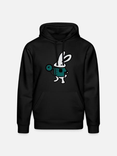 Rabbit + Clock - Stanley/Stella DRUMMER Unisex Organic Hoodie - black