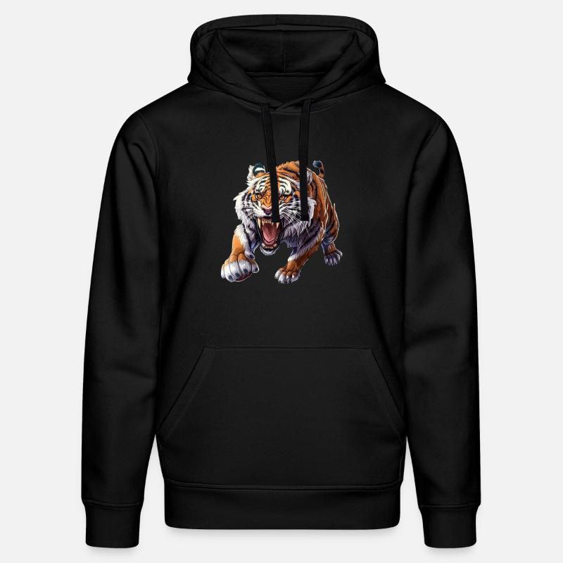 Fier tigre en mode attaque - Sweat à capuche bio DRUMMER Stanley/Stella Unisexe - noir