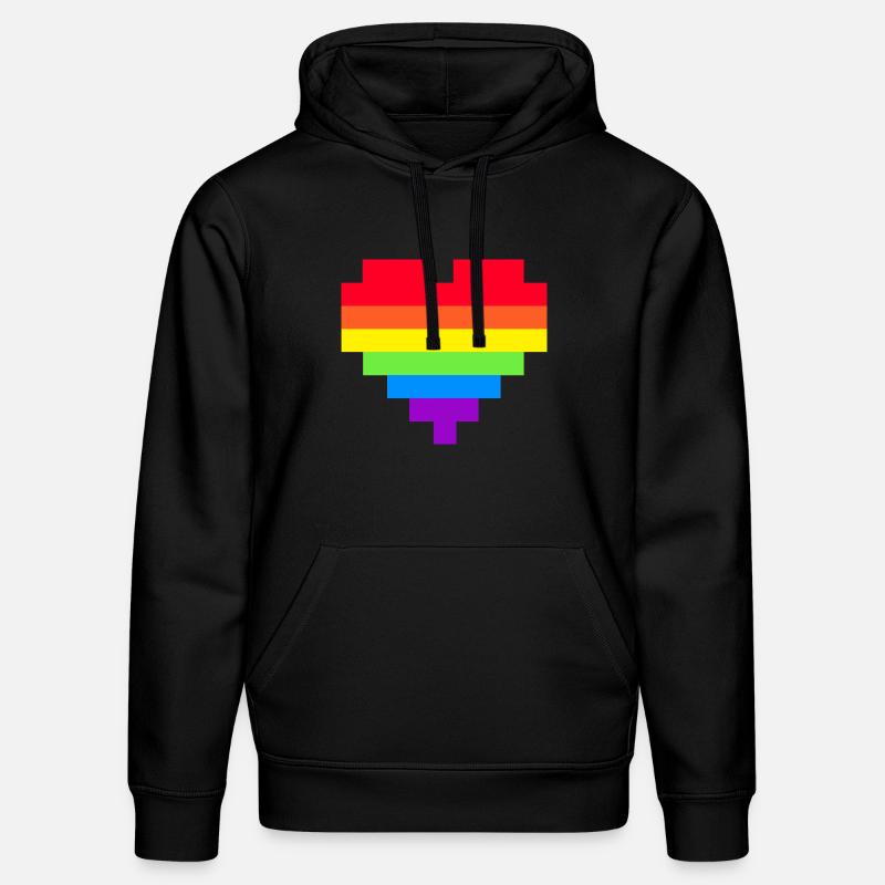 Pixel Herz Regenbogenfahne - Stanley/Stella Unisex Bio-Hoodie DRUMMER - Schwarz
