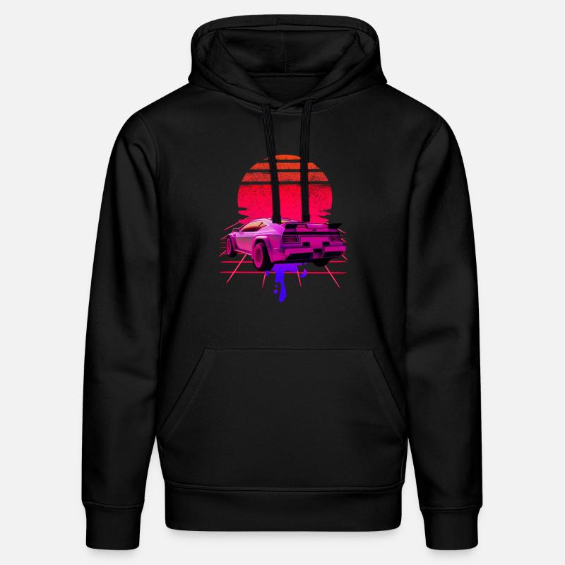 Retro Wave Supercar Sunset - Stanley/Stella Unisex Bio-Hoodie DRUMMER  - Schwarz