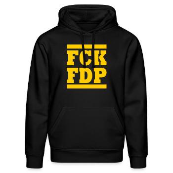 Fck fdp - Stanley/Stella Unisex Bio-Hoodie DRUMMER  - Schwarz - Vorne - Marisol (170cm) & Nik (191cm)