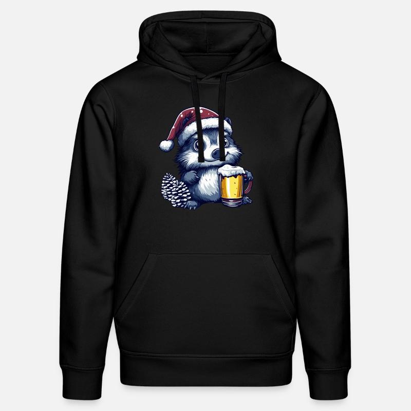 Hérisson Bière Noël - Sweat à capuche bio DRUMMER Stanley/Stella Unisexe - noir