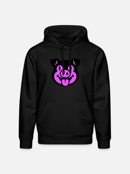 Piglet Pig Head - Stanley/Stella DRUMMER Unisex Organic Hoodie - black