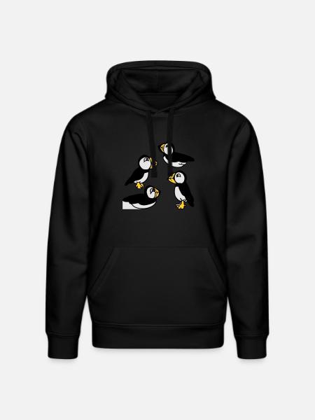 Family of Puffins - Stanley/Stella DRUMMER Unisex Organic Hoodie - black
