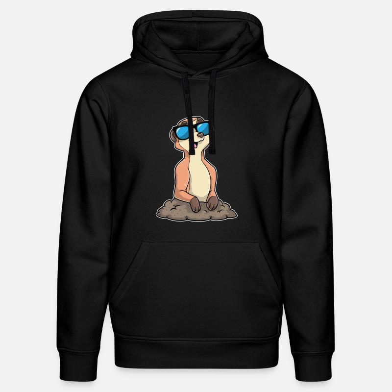 Erdmännchen mit Brille - Stanley/Stella Unisex Bio-Hoodie DRUMMER  - Schwarz